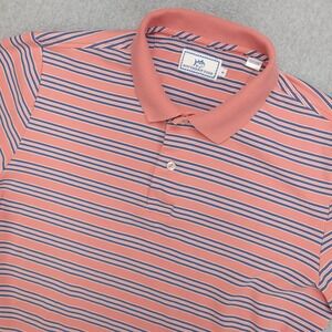 Southern Tide Men Striped Coral Blue Short Sleeve Polo Shirt Size‎ Medium